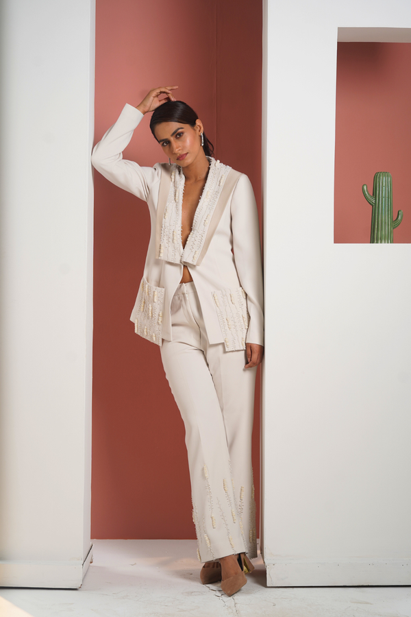 The Ivory Sculpted Texture Suit