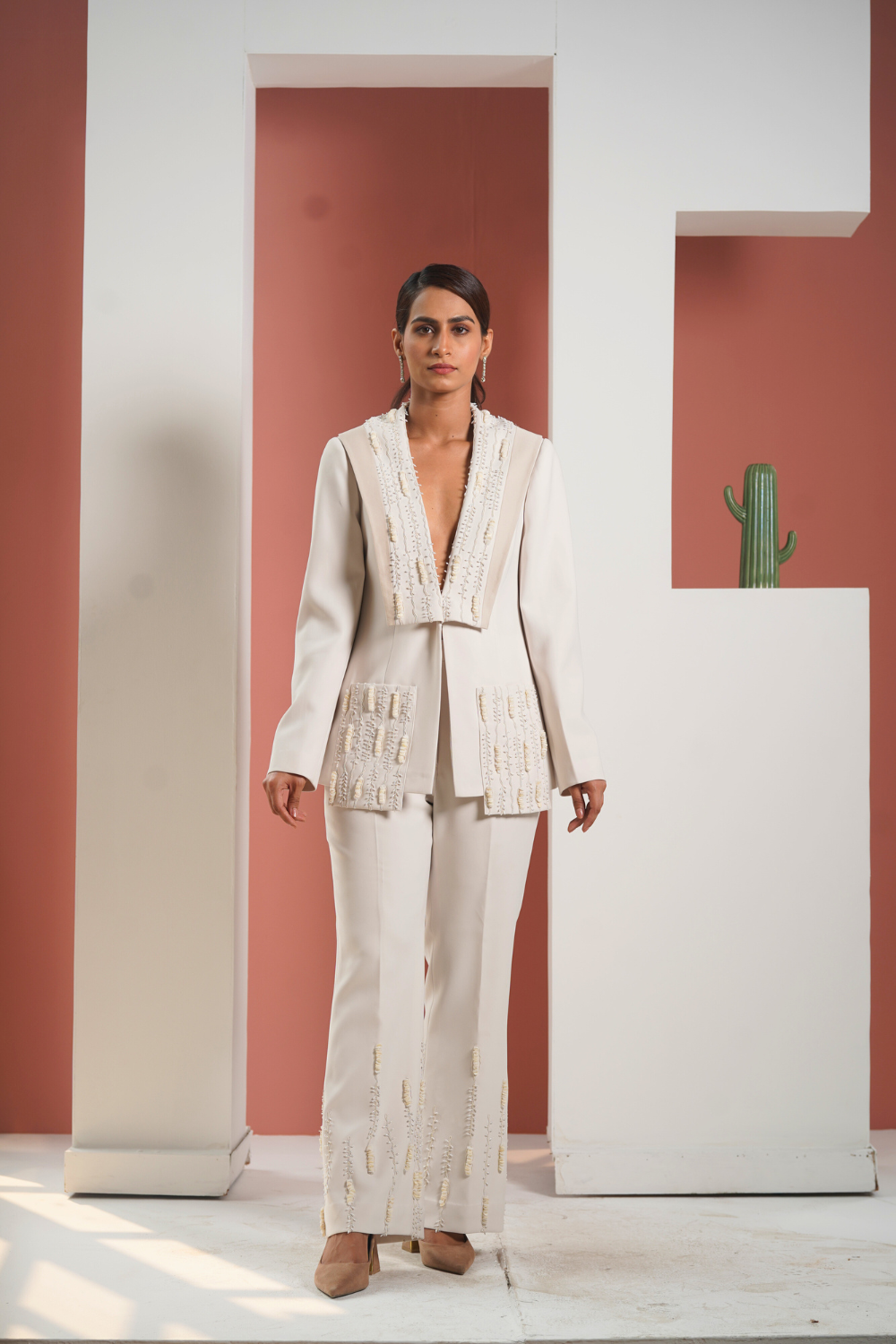 The Ivory Sculpted Texture Suit