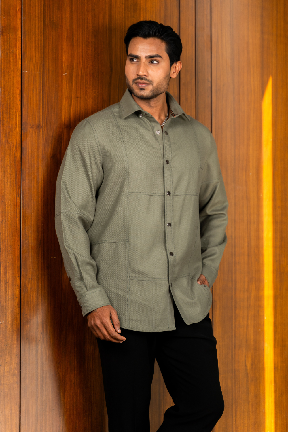 The Sage Paneled Structural Overshirt | AB and Beyond